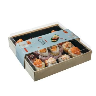 Custom PS Pet Takeout Container for Sushi Lunch Food Pack Tray or Box Wholesale Black Plastic Sushi Packaging Box Disposable