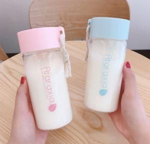 High Quality Glass Water Bottles with Fancy Design Printing Colorful Plastic Caps Takeaway