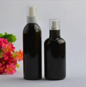 250ml Pet Plastic Shiny Black Full Cover Mist Spray Bottle for Cosmetic Packing Bottle