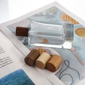 120ml High Square Atomizer Spray Glass Perfume Bottle with Wooden Cap