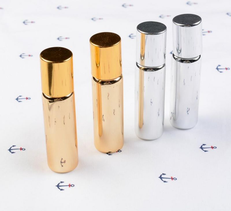 Top Hot 5ml Electroplated Golden and Silver Roll on Glass Perfume Bottles Refillable Bottle Essential Oils Roll-on Glass Bottle