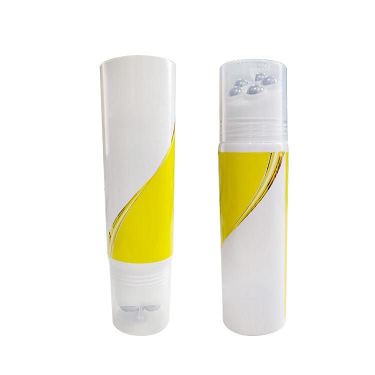 Eco-Friendly Five Balls Transparent Flap Cover Offset Printing and Bronzing Body Care Roller Tube
