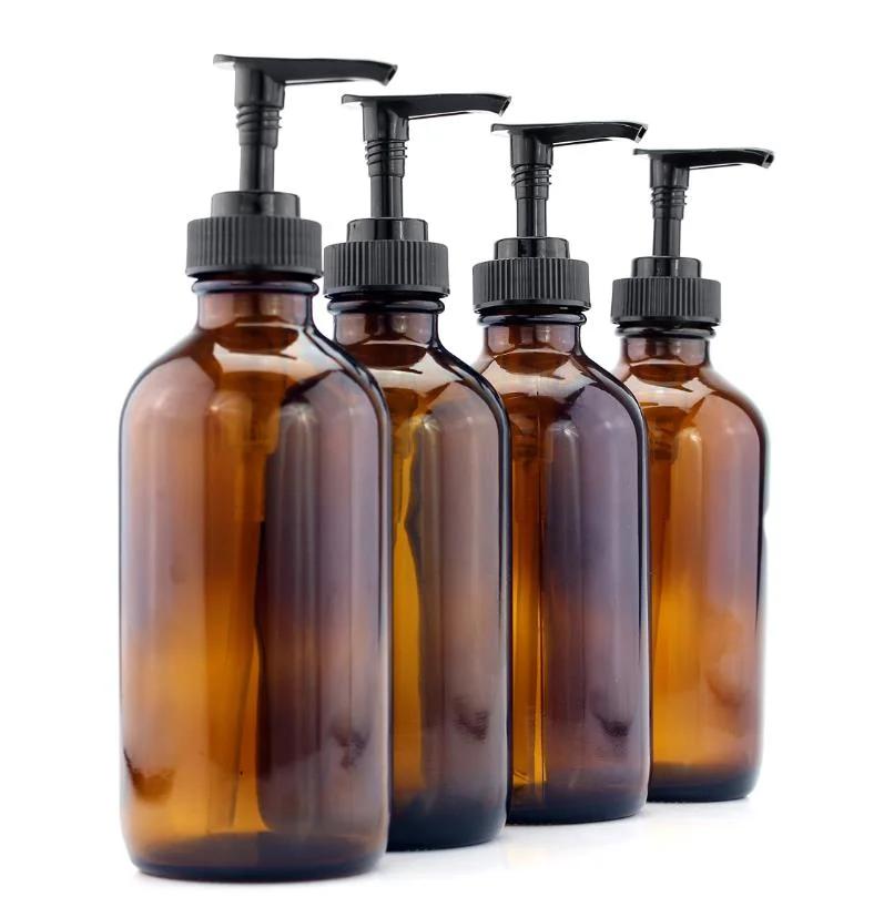 Amber Glass Bottle Soap Dispenser 300ml 500ml