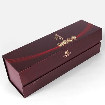 Custom Handmade Luxury Wine Bottle Package Folding Magnetic Paper Gift Box