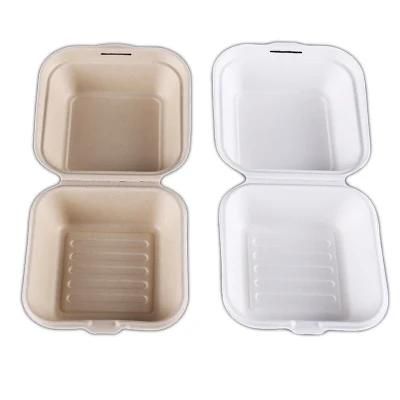 Sugarcane Bagasse White Beige Paper Box Lunch Burger Box
