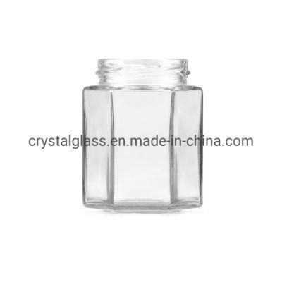 Glass Jar Supplier High Quality Flint Hexagonal Screw Top Empty Glass Jam Jar