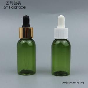 30ml 1oz Plastic Pet Material Green Color Dropper Bottle for Oliver Oil