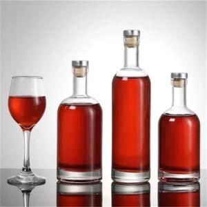 Wholesale High quality Super Flint 375ml 700ml 750ml Rum Vodka Whisky Glass Bottle with Screw Cap Wood Cork for Liquor Beverage