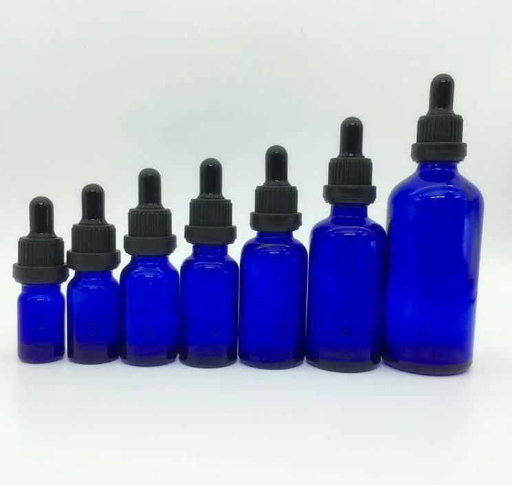 15ml 20ml 30ml 50ml Cobalt Blue Essential Oil Glass Bottle with Childproof Dropper Cap