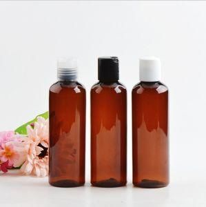 200ml Pet Plastic Round Shoulder Amber Lotion Shampoo Cosmetic Bottle with Press Cap