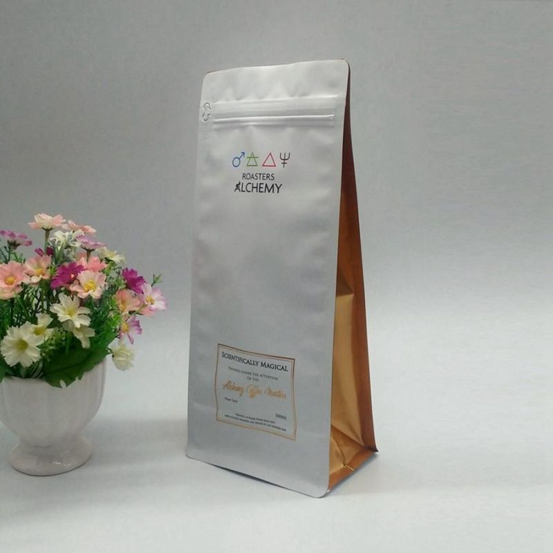 Resealable Ziplock Flat Bottom Food Bag Packaging & Printing for Coffee Beans