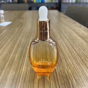 35ml Clear Gradient Yellow Glass Dropper Bottles with Golden Silver Collar Essential Oil Bottle Oil Dropper Bottle