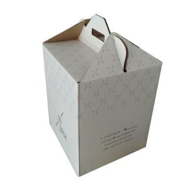 Logo Printed Cardboard with Handle for Cake Carrier Packaging Box
