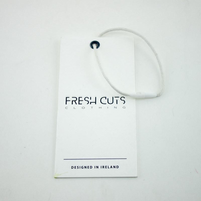Clothing Cotton String Debossed Logo White Paper Custom Hang Tag