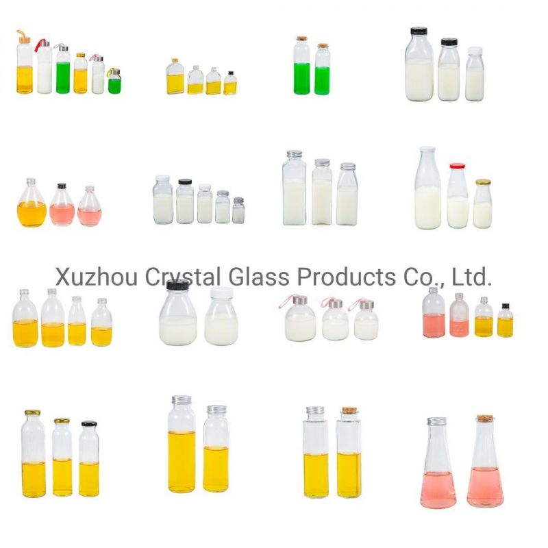 Hexagonal 350ml Glass Juice Beverage Bottles with Cork and Aluminum Screw Lid