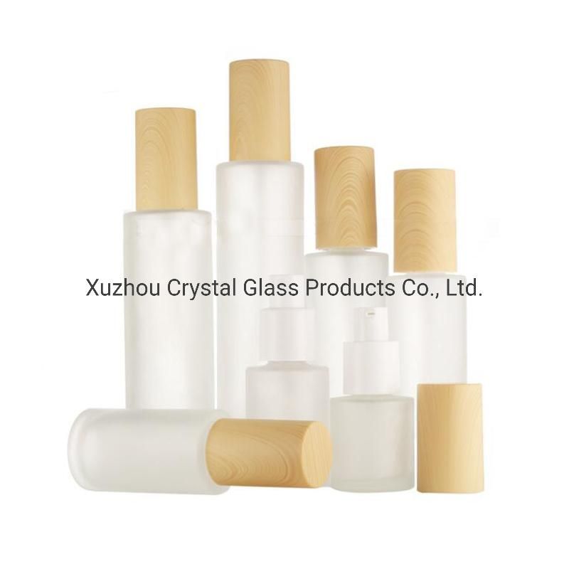 30ml Custom Cosmetic Lotion Spray Pump Glass Bottle Cosmetic Packaging with Plastic Cap