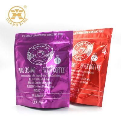 China 500g Glossy Finish Roasted Coffee Bag Pouches Flexible Packaging Resealable Coffee Foil Bag