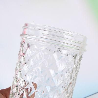 400ml Wholesale Diamond Shape Caviar Sauce Glass Jam Jar