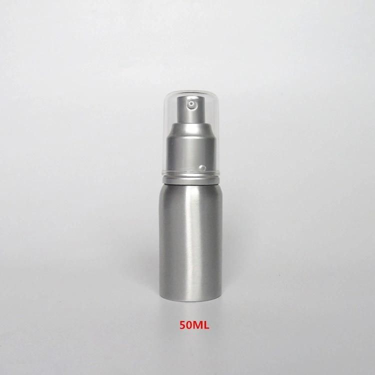 High Quality 50ml Silver Aluminum Shampoo Bottle, Aluminum Pump Bottle for Cosmetic Packaging