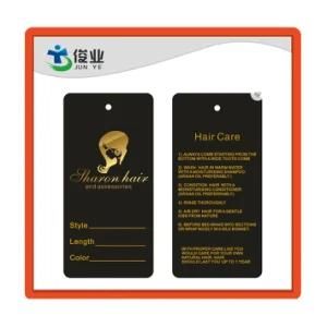 Dongguan Supplier Custom Design Printing Hang Tag for Human Hair, Black Women Hair Extension Tags Gold Packaging