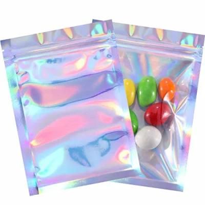 Packing Zipper Zip Lock Mini Cosmetic Laser Bag Packaging Holographic Clear Small Printed Reusable Custom Plastic Ziplock Bags