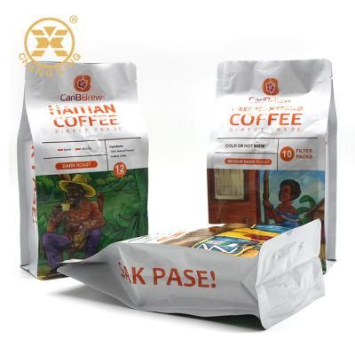 Bolsas PARA Cafe Resealable Packaging Customized Flat Bottom Coffee Bags with Valve
