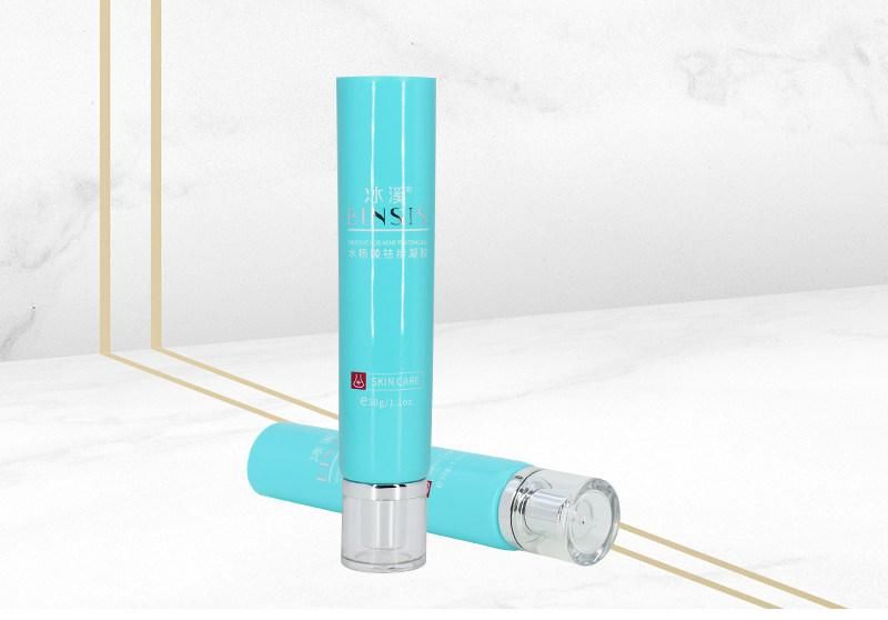 Custom Empty Plastic Blue 30ml Squeeze Cosmetic Lotion Cream Tube with Acrylic Lid