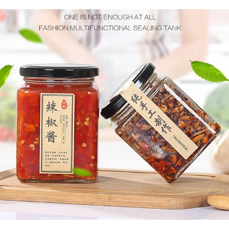 Square Glass Jar Home Storage with Screw Metal Cap