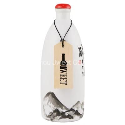 Customized White Round Ceramic Oil Bottle 500 Ml