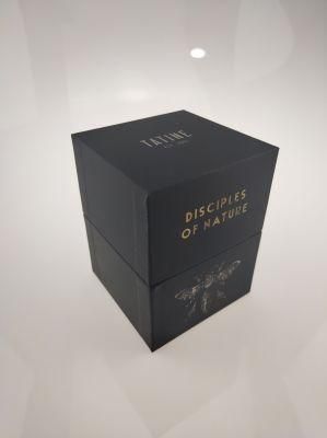 Lid Base Luxury Stock Embossing Hot Stamping Pattern Custom Packaging Black Cardboard Box