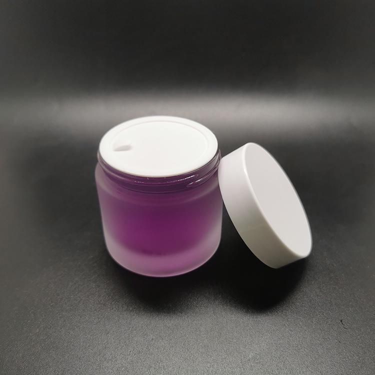 Luxury Round Empty White Frosted Glass Cosmetic Cream Jar 100g 4oz with White Screw Lid
