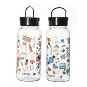 Commonly Used Compact Empty Clear Round Brand Smooth Glass Water Bottle 350ml