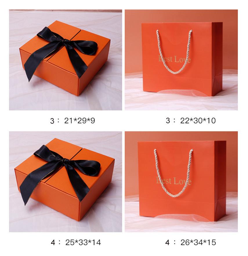 Wholesale Luxury Wedding Favour Holiday Celebration Birthday Orange Perfume Lipstick Gift Box Cosmetics Jewelry Scarf Gift Box Custom Cordboard Orange Packing