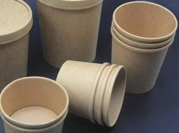 out Going Kraft Paper Soup Cups with Paper Lids