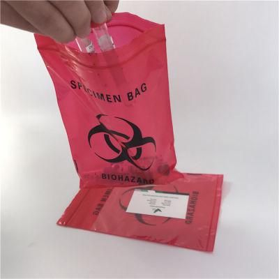 Sickness Bio Hazard Medical Bags LDPE Ziplock Specimen Bag for Hospital