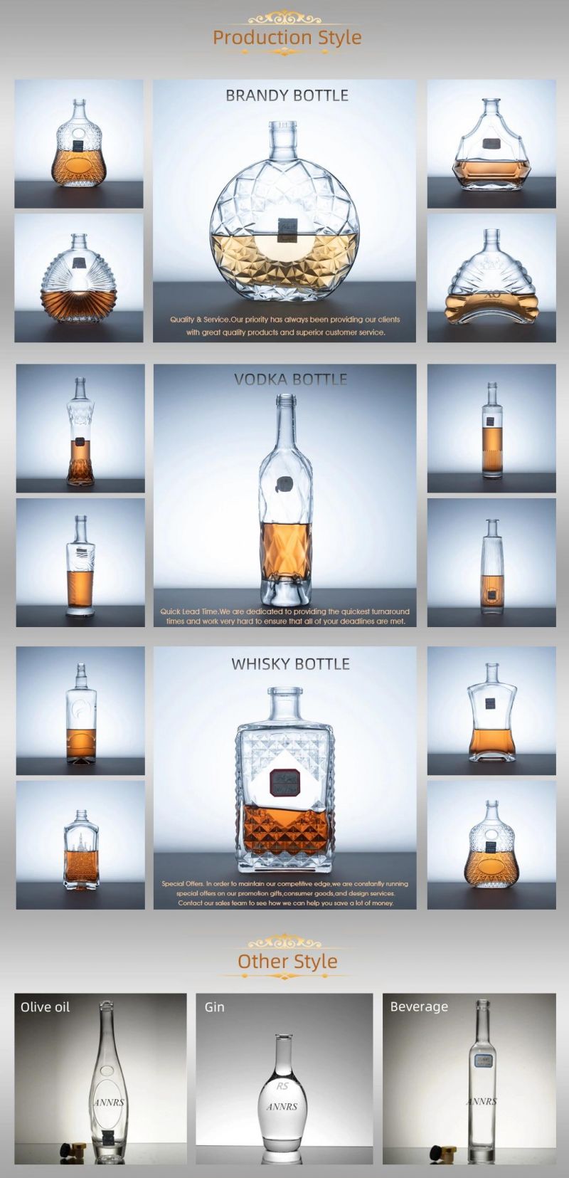 Luxury Heavy Brandy Xo Glass Bottle for Liquor Clear Flat Shape 750ml Glass Square Bottle Custom Alcohol Glass Bottle