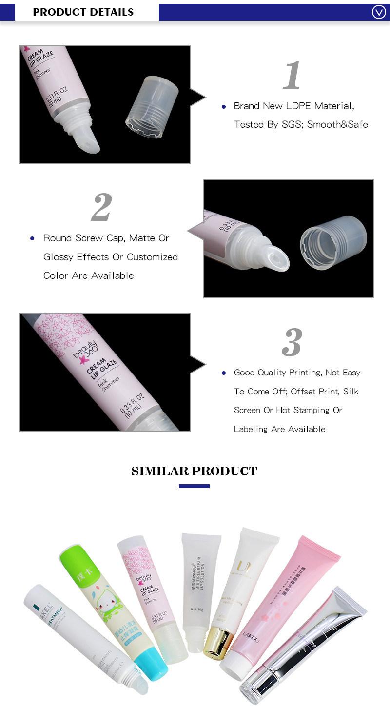 Skincare Packaging 0.33 Oz 10ml Clear Plastic Squeeze Lip Gloss Tube