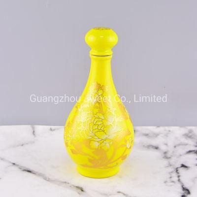 Custom 500ml Yellow Empty Ceramic Bottle