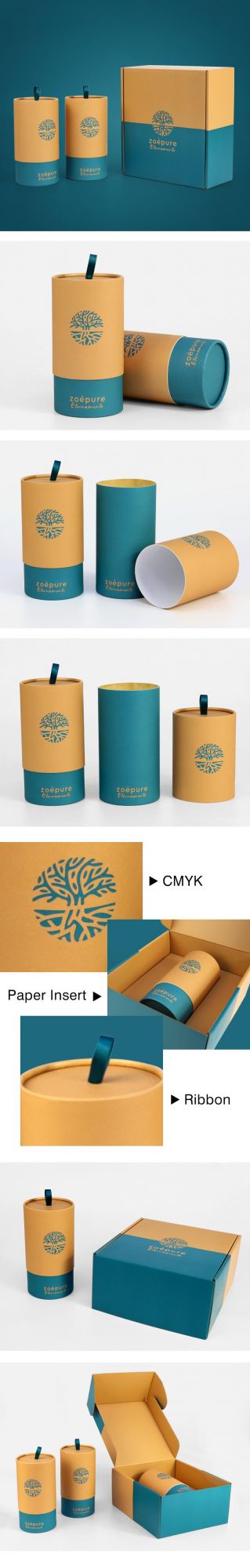 Firstsail Custom Eco Friendly Cardboard Cylinder Box Kraft Paper Tube Packaging with Handle for Water Bottle Food Coffee Bean Bath Salt Tea