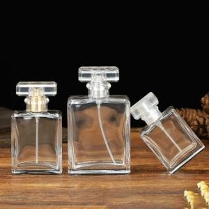 Perfume Bottle New Listing Square Empty and Transparent Spray Perfume Glass Bottle