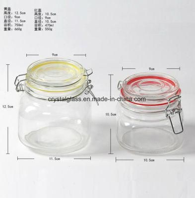 Wholesale Clear Glass Jar for Storage Food with Buckle