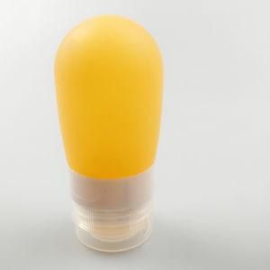 Medium Bulb-Shaped Portable FDA/LFGB Food Grade Silicone Travel Bottles, Orange