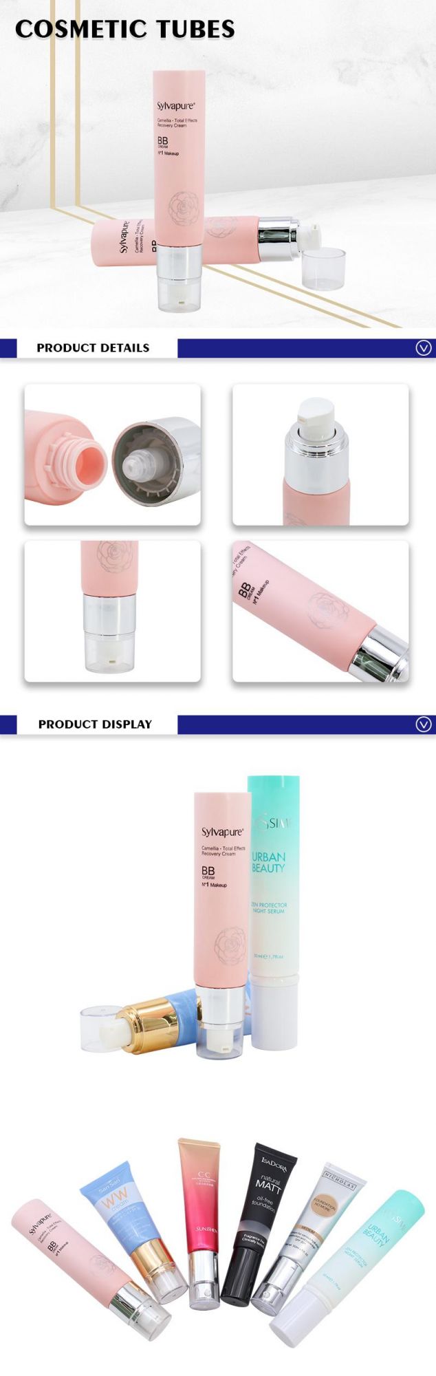 Wholesale 40ml Eye Cream Cosmetic Packaging Plastic Foundation Cream Airless Pump Tube