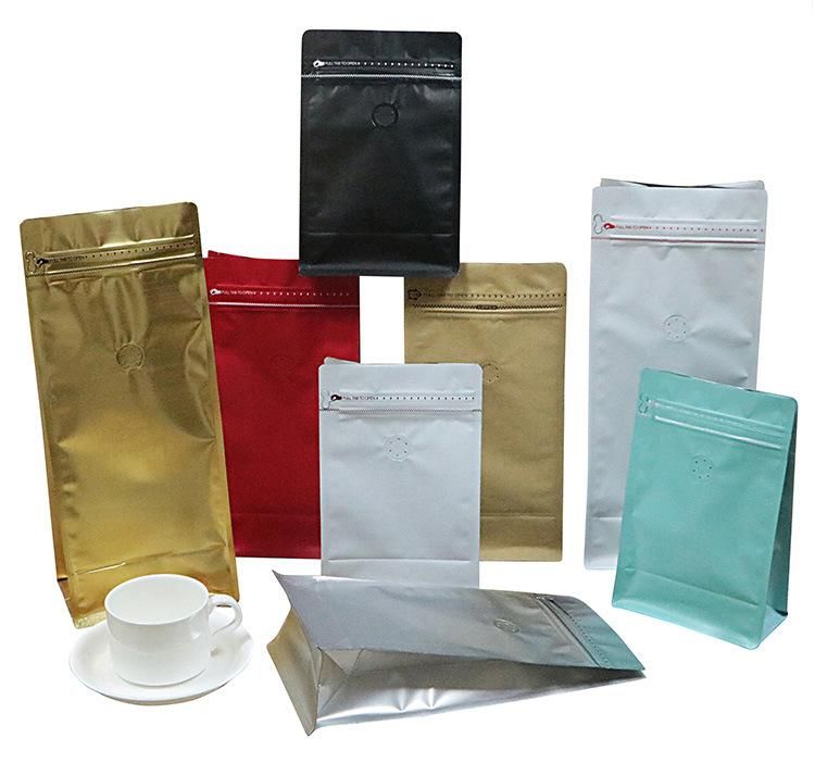 Resealable Lock Packing Wholesale One Way Valve Biodegradable Pouch Packaging Coffee Bags with Degassing Valve and Ziplock