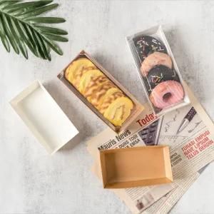 Hot Selling White Paper Kraft Tray Cake Box Take Away Bread Sandwich Hamburger Food packaging Box with Plastic Lid