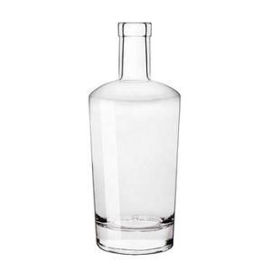 750ml Round Liquor Beverage Glass Bottle with Screw Cap Wood Cork for Rum Vodka