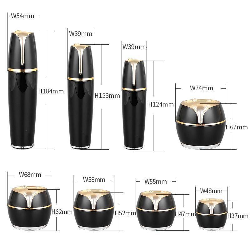Professional Manufacturer in Stock 30ml 50ml 100ml Luxury Acrylic Black Color Empty Lotion Bottle Cosmetic Packaging