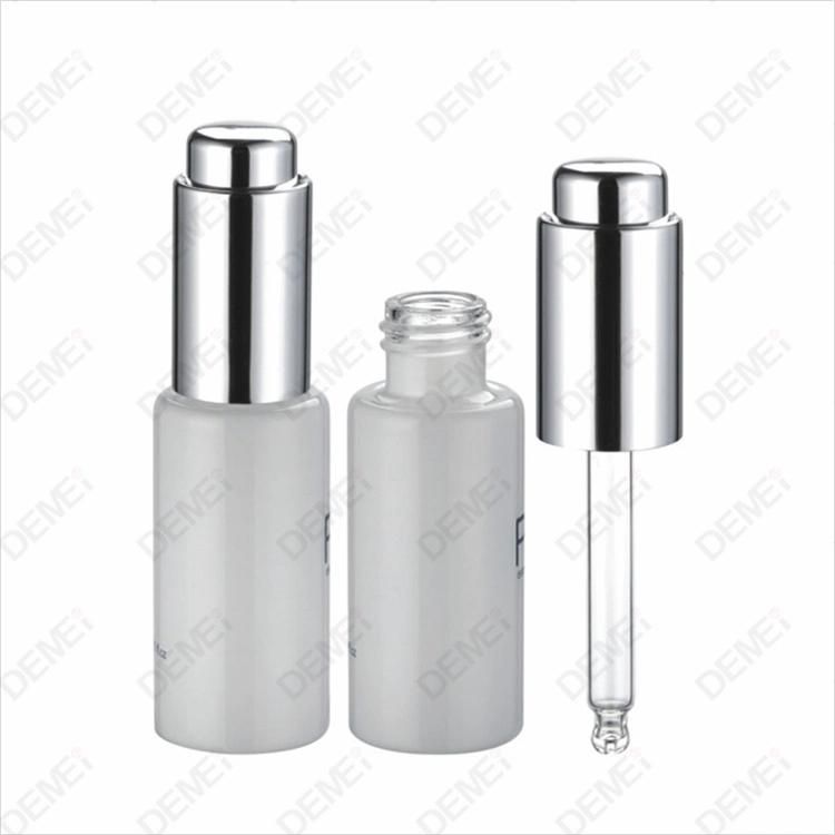 2ml-10ml Wholesale Cosmetic Packaging D16.4mm Stright Round Clear and Amber Serum Essential Oil Tube Glass Bottle with Gold Aluminum Press Button Dropper Cap