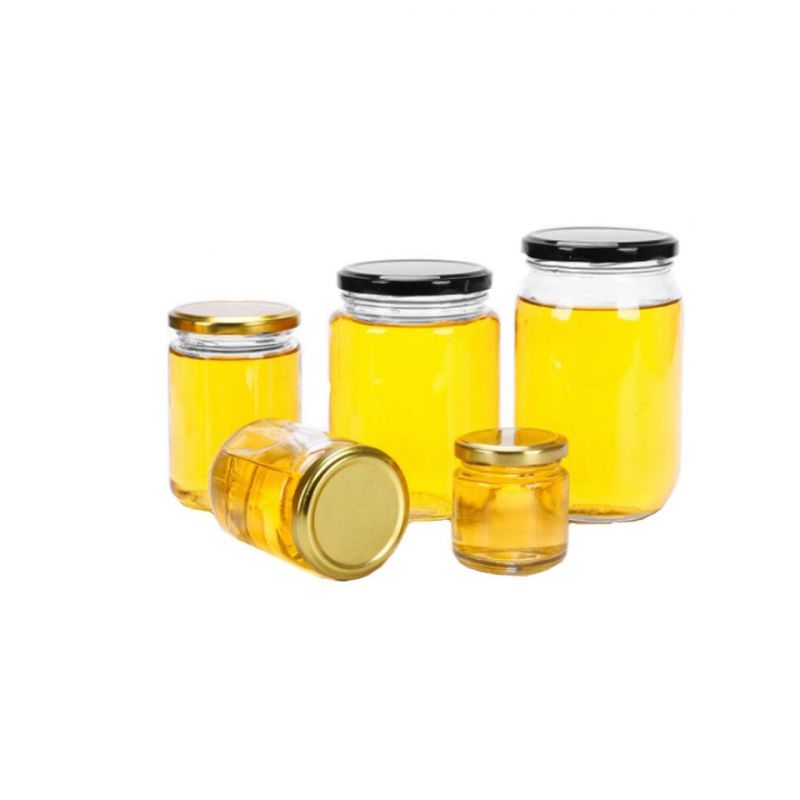 Large 1 Liter 700ml Round Straight Side Honey Cans Glass Jam Jars with Screw Lid