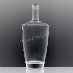 Oval Shaped Plate Finish Premium White Vodka 1 Liter 1L Glass Bottle